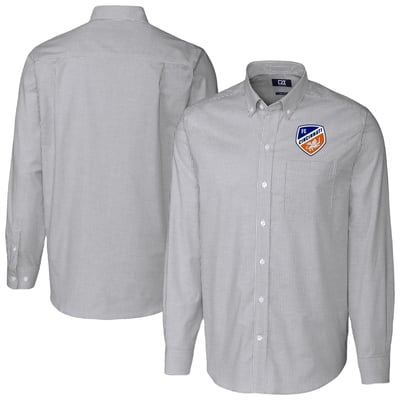  FC Cincinnati Cutter & Buck Stretch Oxford Stripe Long Sleeve Button-Down Shirt - Charcoal